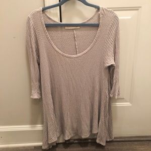 Light gray Henley 3/4 sleeve top from Boutique